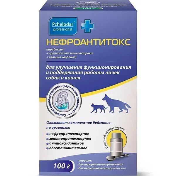 Нефроантитокс для лечения почечной недостаточности у кошек и собак, 100 г, Пчелодар