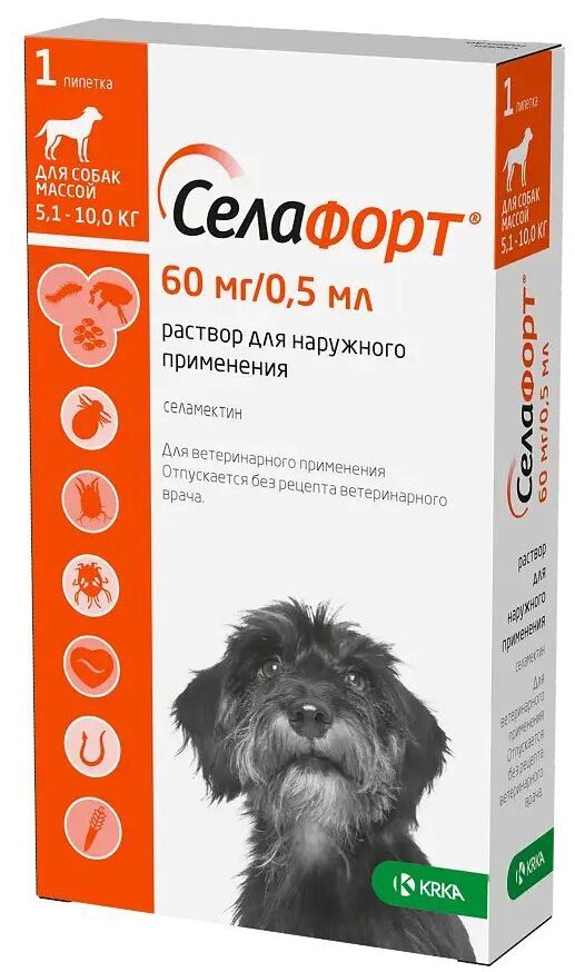 Селафорт капли для собак 12% 0,5мл (60 мг 5,1-10 кг №1)