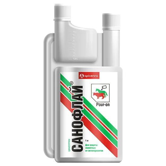 Санофлай 1 л, Apicenna, репеллентное средство для защиты крупного рогатого скота и лошадей