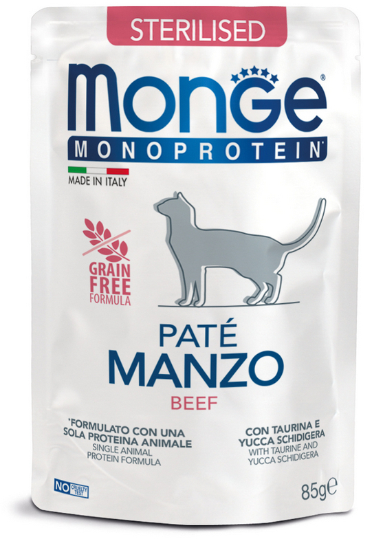 Изображение товара Влажный корм Monge Cat Monoprotein для взрослых кошек, из индейки, паучи 85 г
