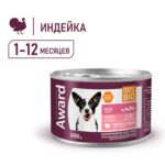 Изображение товара Влажный корм AWARD для щенков от 1 месяца паштет из индейки с грушей 200г