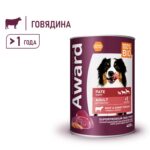 Изображение товара Влажный корм AWARD для взрослых собак паштет из говядины с бататом 400г