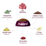 Изображение товара Сухой корм AWARD HYPO для взрослых собак всех пород со свининой с добавлением брусники, груши и розмарина 2кг