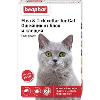 Изображение товара БЕАФАР Ошейник от блох для кошек красный 35см
