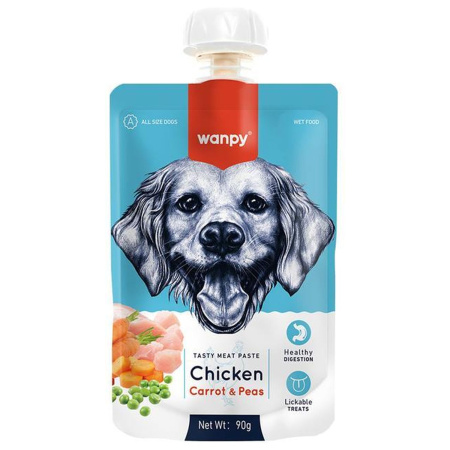 Изображение товара Wanpy Dog Лакомство для собак Мясное пюре из курицы 90 г