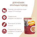 Изображение товара Влажный корм Мнямс Кусочки в соусе с говядиной для крупных кошек  85г