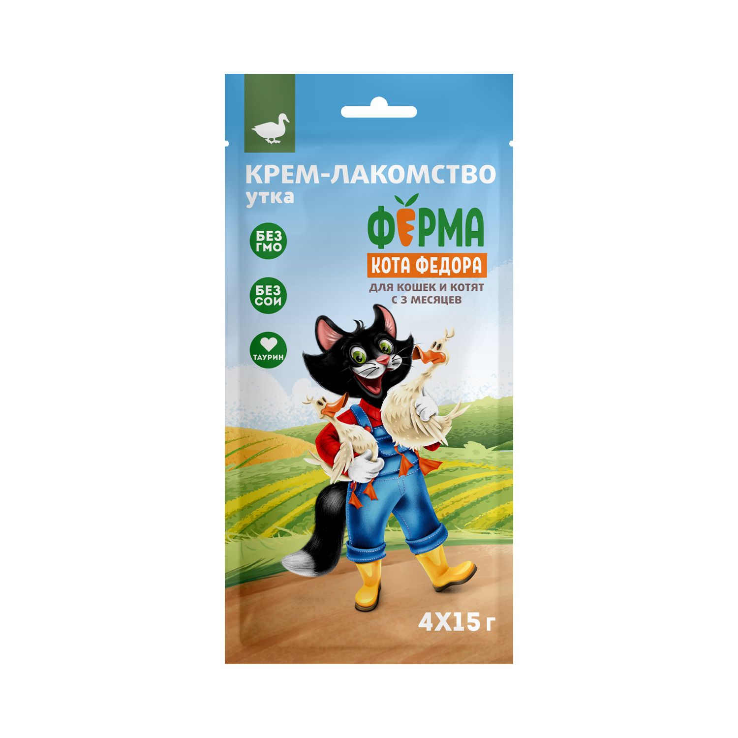 Изображение товара Крем-лакомство Ферма кота Федора для кошек и котят с уткой 4 шт х 15 г
