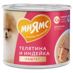 Изображение товара Влажный корм Мнямс Паштет из телятины и индейки для щенков всех пород «ПРАВИЛЬНОЕ РАЗВИТИЕ» 200 г