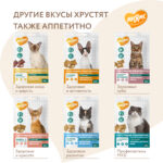 Изображение товара Лакомство Мнямс «Выведение шерсти» хрустящие подушечки для кошек с цыпленком 60 г.
