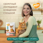 Изображение товара Лакомство Мнямс «Здоровье и красота» хрустящие подушечки для кошек с лососем 60 г.