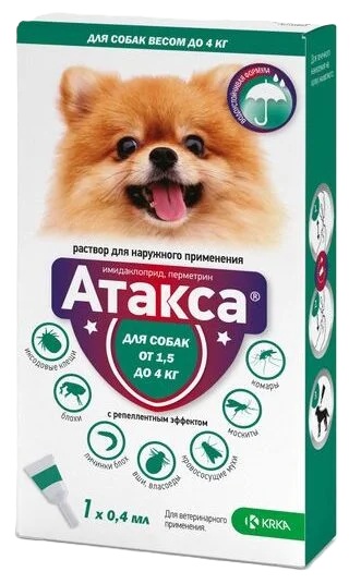 Изображение товара Атакса капли для Собак до 4кг 0,4мл №1