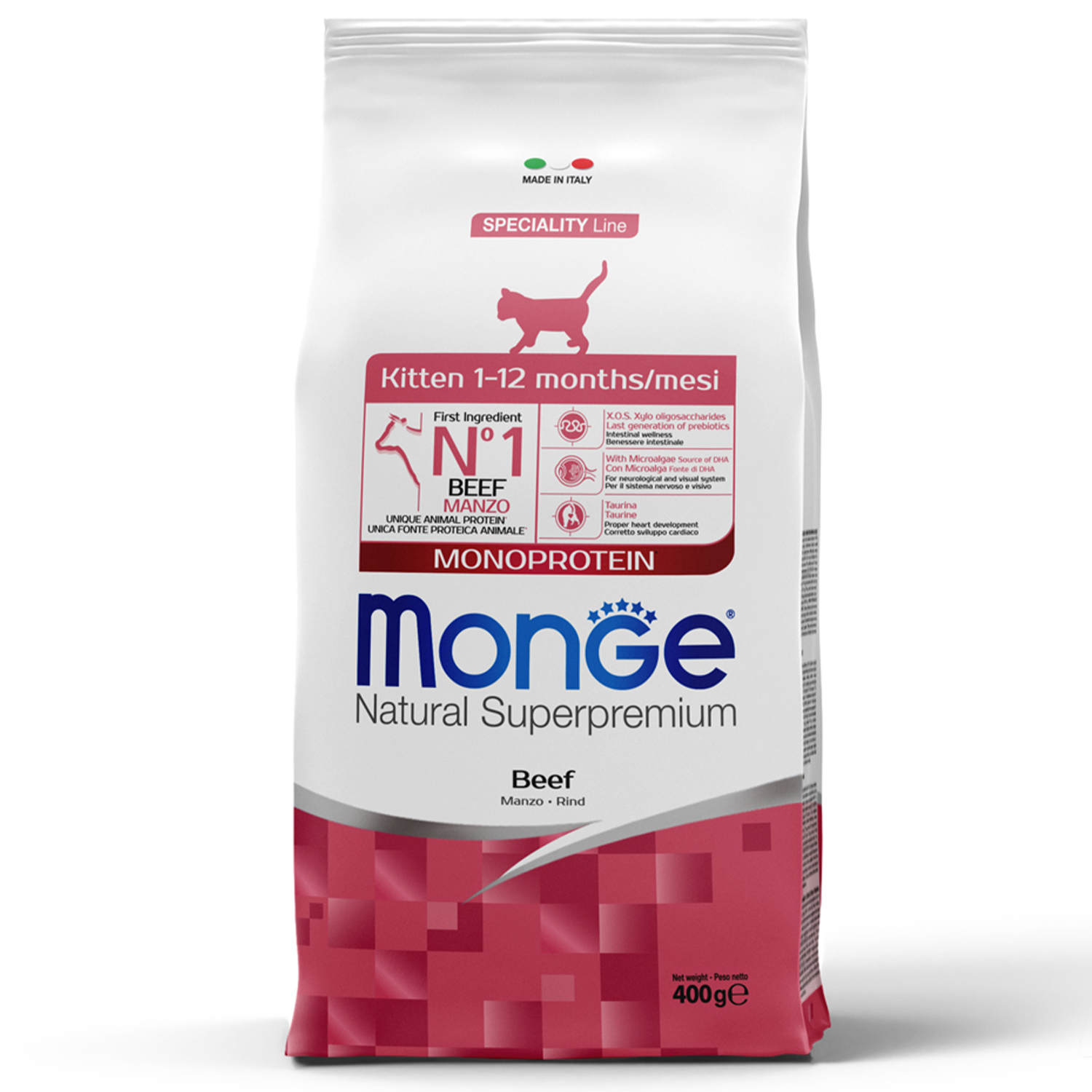 Изображение товара Сухой корм Monge Cat Speciality Line Monoprotein для котят и беременных кошек, из говядины 400 г