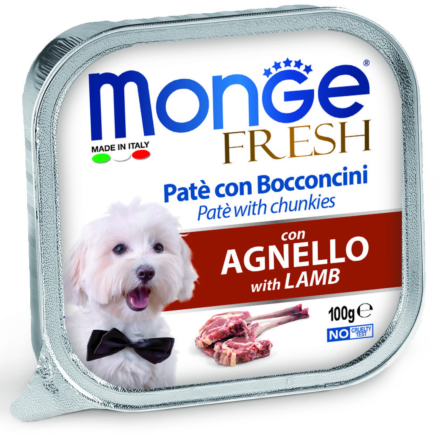 Изображение товара Влажный корм Monge Dog Fresh для собак, с ягненком, консервы 100 г