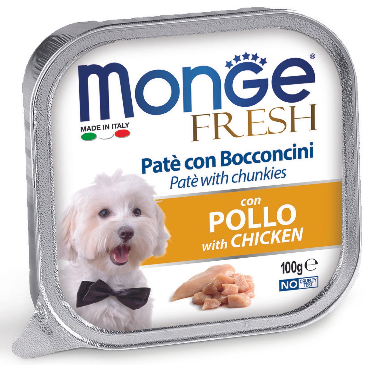 Изображение товара Влажный корм Monge Dog Fresh для собак, с курицей, консервы 100 г