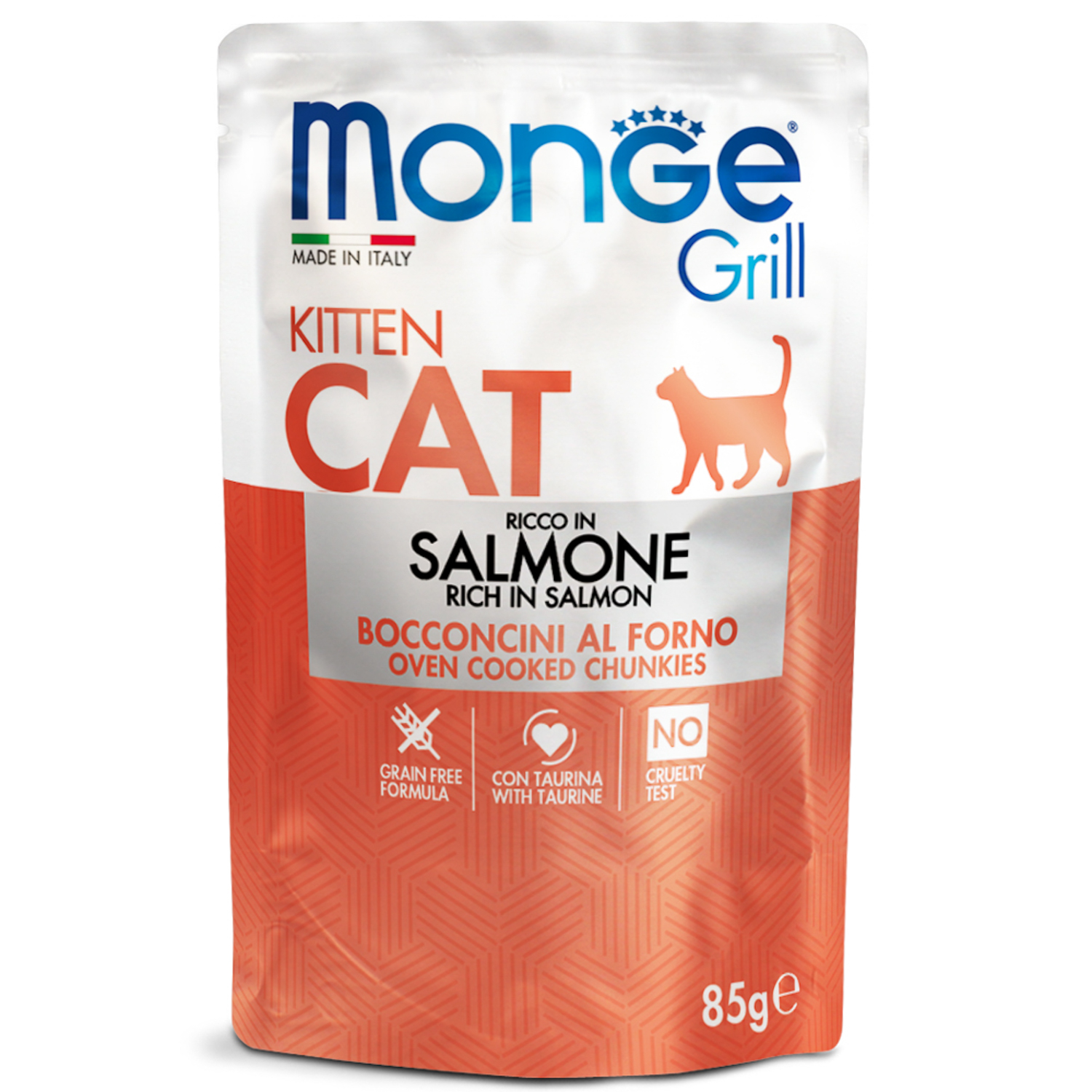 Изображение товара Влажный корм Monge Cat Grill для котят, с норвежским лососем, паучи 85 г