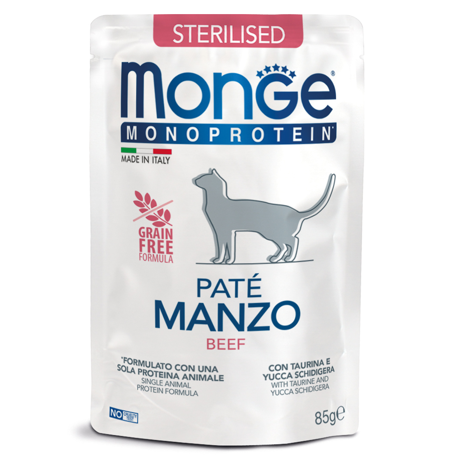 Изображение товара Влажный корм Monge Cat Monoprotein для стерилизованных кошек, из говядины, паучи 85 г