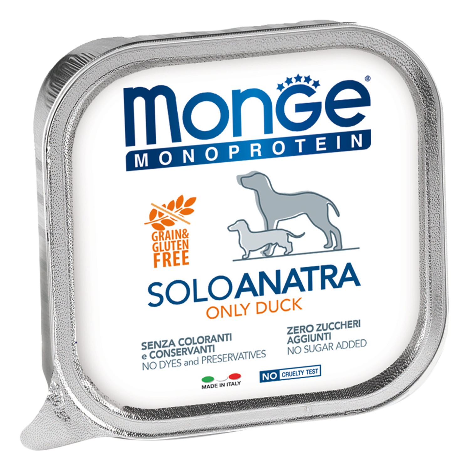 Изображение товара Влажный корм Monge Dog Monoprotein для собак, паштет из утки, консервы 150 г