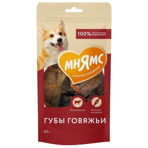 Лакомство Мнямс для собак Губы говяжьи 80г