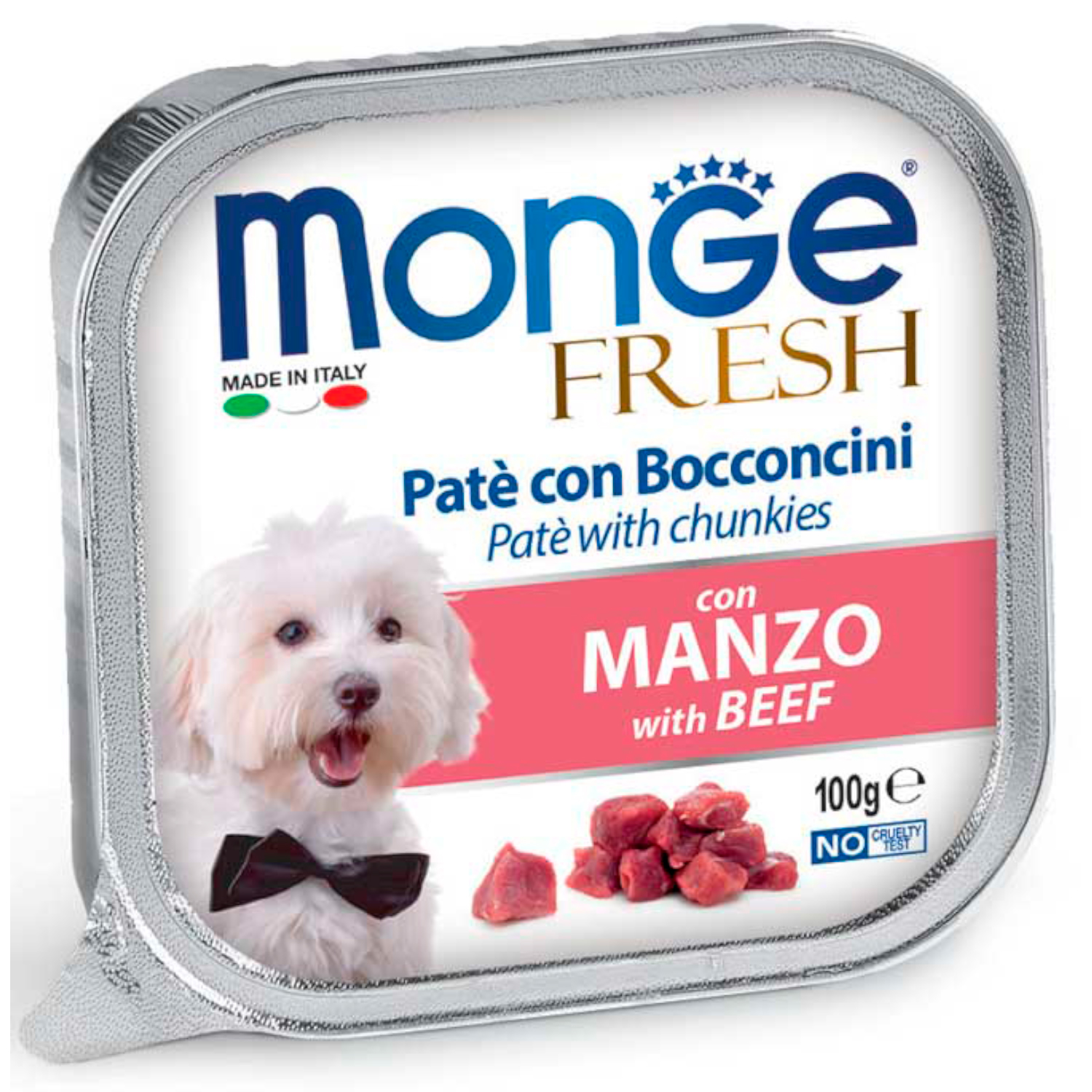 Изображение товара Влажный корм Monge Dog Fresh для собак, с говядиной, консервы 100 г