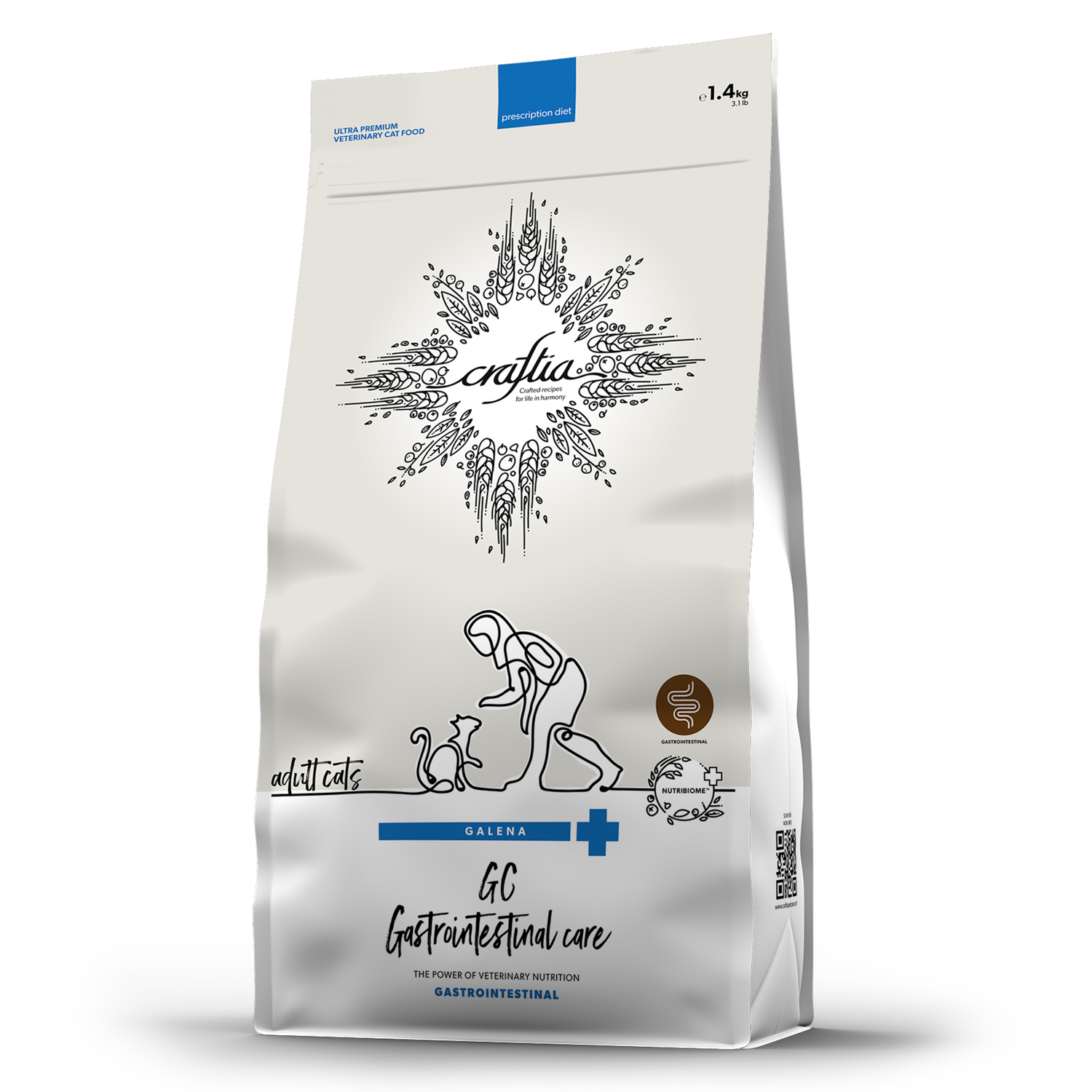 Изображение товара Сухой корм CRAFTIA GALENA CAT GASTROINTESTINAL CARE Гастроинтестинал для кошек при заболеваниях ЖКТ 1,4 кг