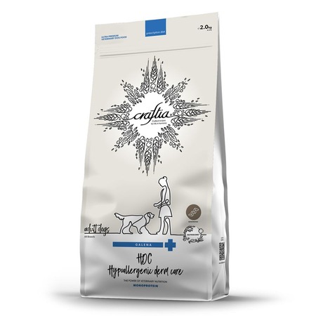 Изображение товара Сухой корм CRAFTIA GALENA DOG HYPOALLERGENIC DERM CARE Гипоаллердженик для собак при пищевой аллергии и заболеваниях кожи 2 кг