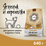Изображение товара Сухой корм CRAFTIA NATURA для взрослых собак  средних и крупных пород  из ягненка с перепелкой 640 гр