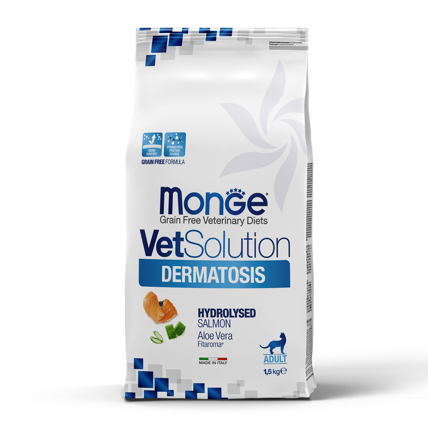 Изображение товара Диетический корм Monge VetSolution Cat Dermatosis Дерматозис для кошек при заболеваниях кожи 1,5 кг