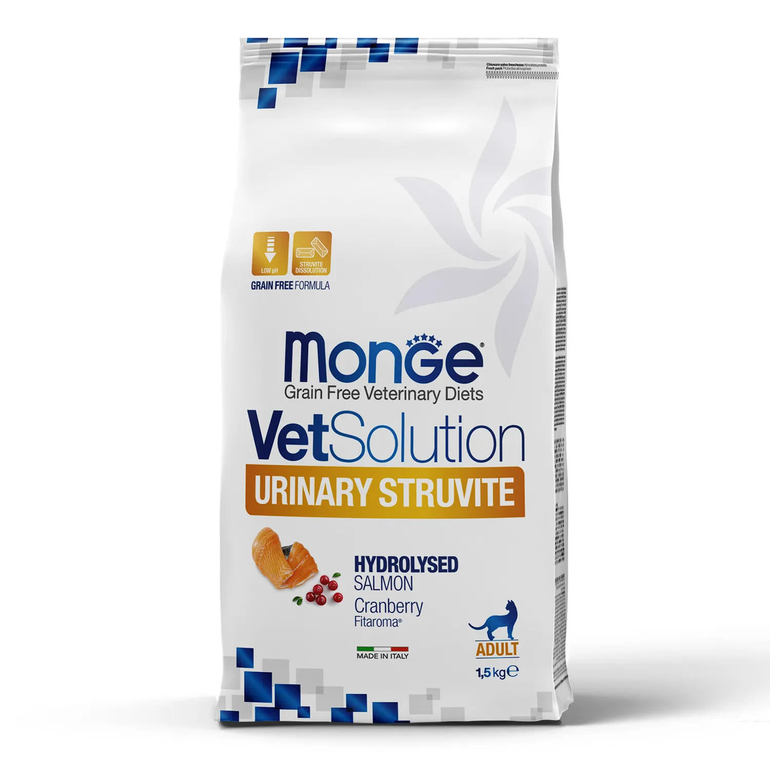 Изображение товара Диетический корм Monge VetSolution Cat Urinary Struvite Уринари Струвит для кошек при заболеваниях мочеполовой системы и струвитном течении МКБ 1,5 кг