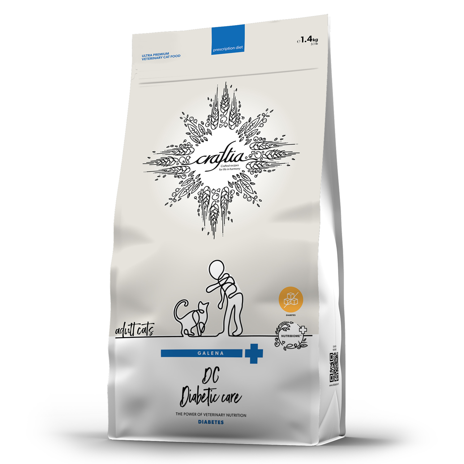 Изображение товара Сухой корм CRAFTIA GALENA CAT DIABETIC CARE Диабетик для кошек при сахарном диабете 1,4 кг