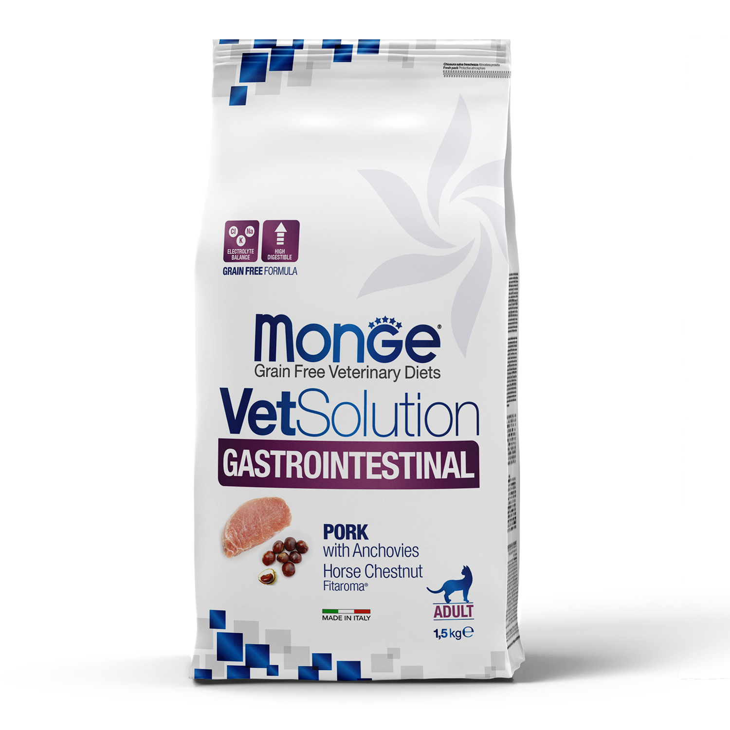 Изображение товара Диетический корм Monge VetSolution Cat Gastrointestinal гастро интестинал для кошек при заболеваниях ЖКТ 1,5 кг