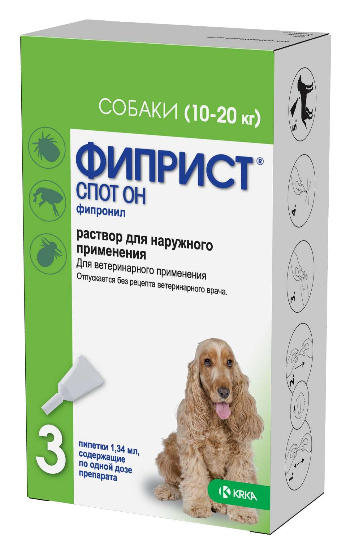 Изображение товара ФИПРИСТ Спот он д/с 10-20 кг, пип.№3 1,34мл