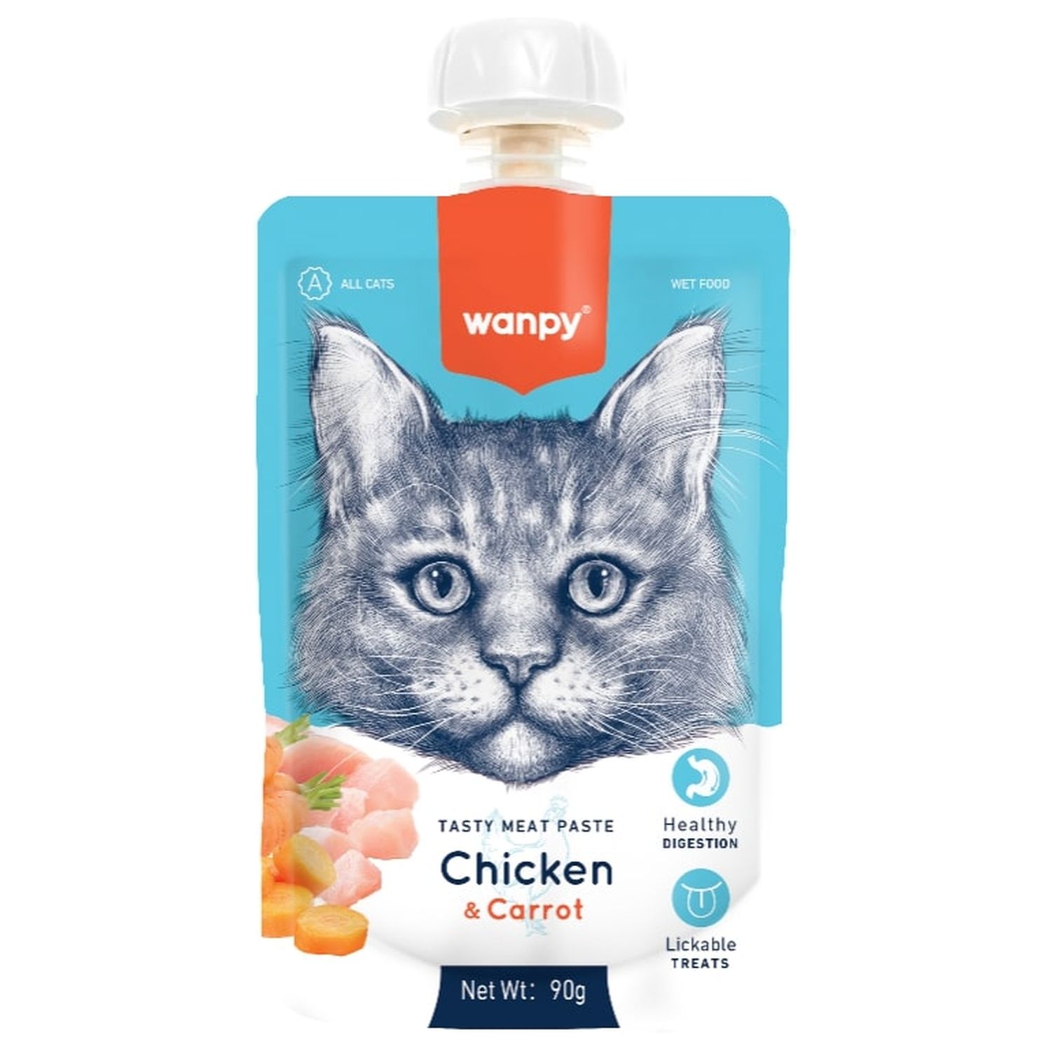 Изображение товара Wanpy Cat Лакомство для кошек Мясное пюре из курицы 90 г