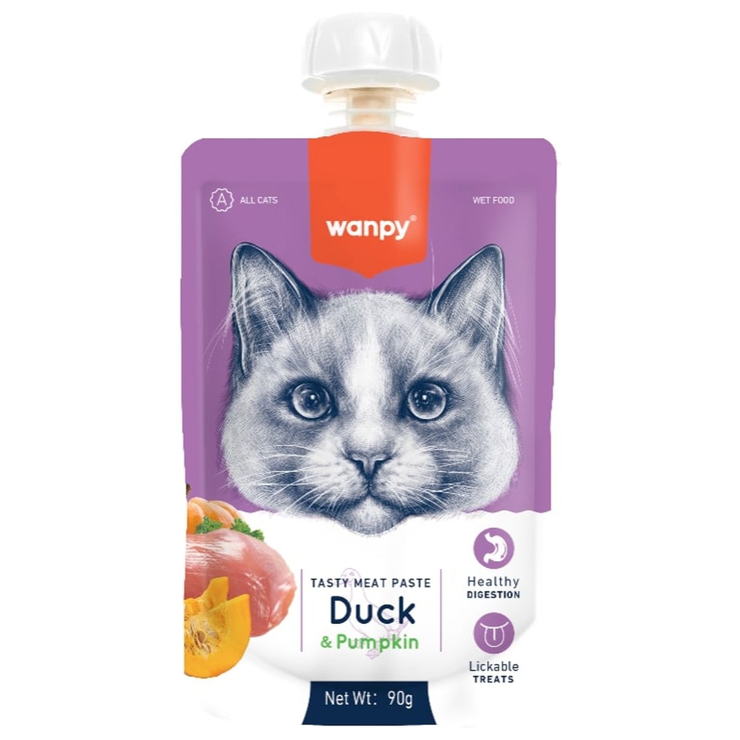 Изображение товара Wanpy Cat Лакомство для кошек Мясное пюре из утки 90 г