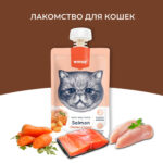 Изображение товара Wanpy Cat Лакомство для кошек Мясное пюре из лосося 90 г