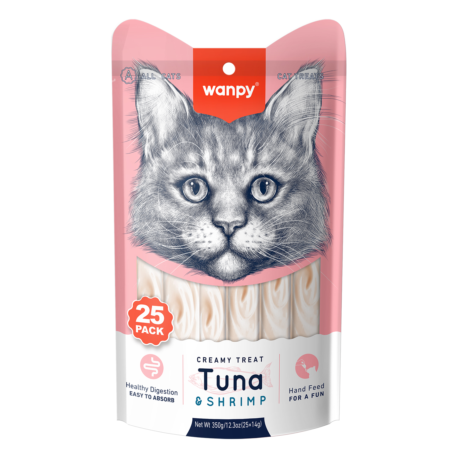 Изображение товара Wanpy Cat Лакомство для кошек «нежное пюре» из тунца и креветками 25 шт х14 г