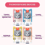 Изображение товара Wanpy Cat Лакомство для кошек «нежное пюре» из тунца и креветками 25 шт х14 г