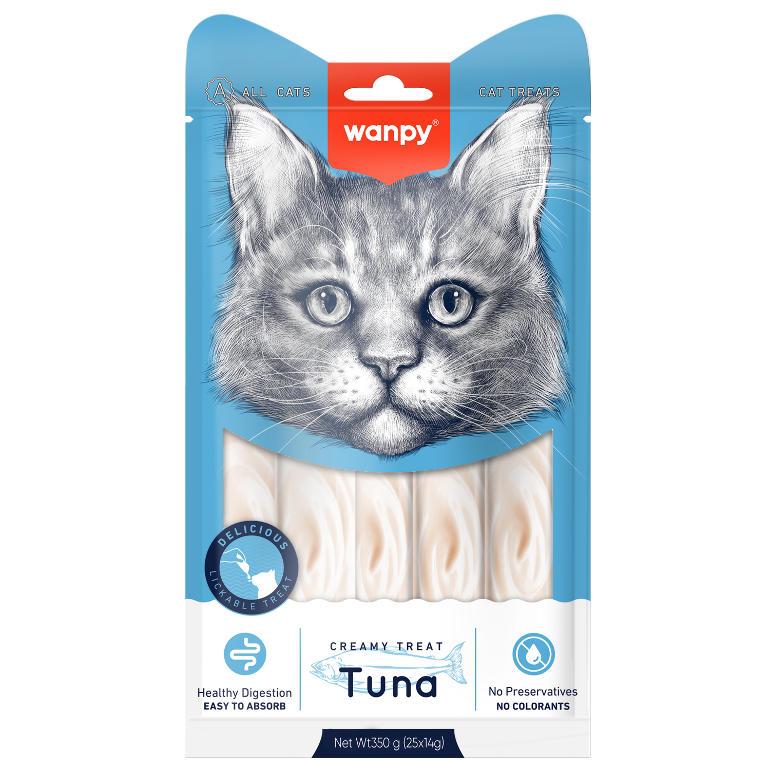 Изображение товара Wanpy Cat Лакомство для кошек «нежное пюре» из тунца 25 шт х14 г