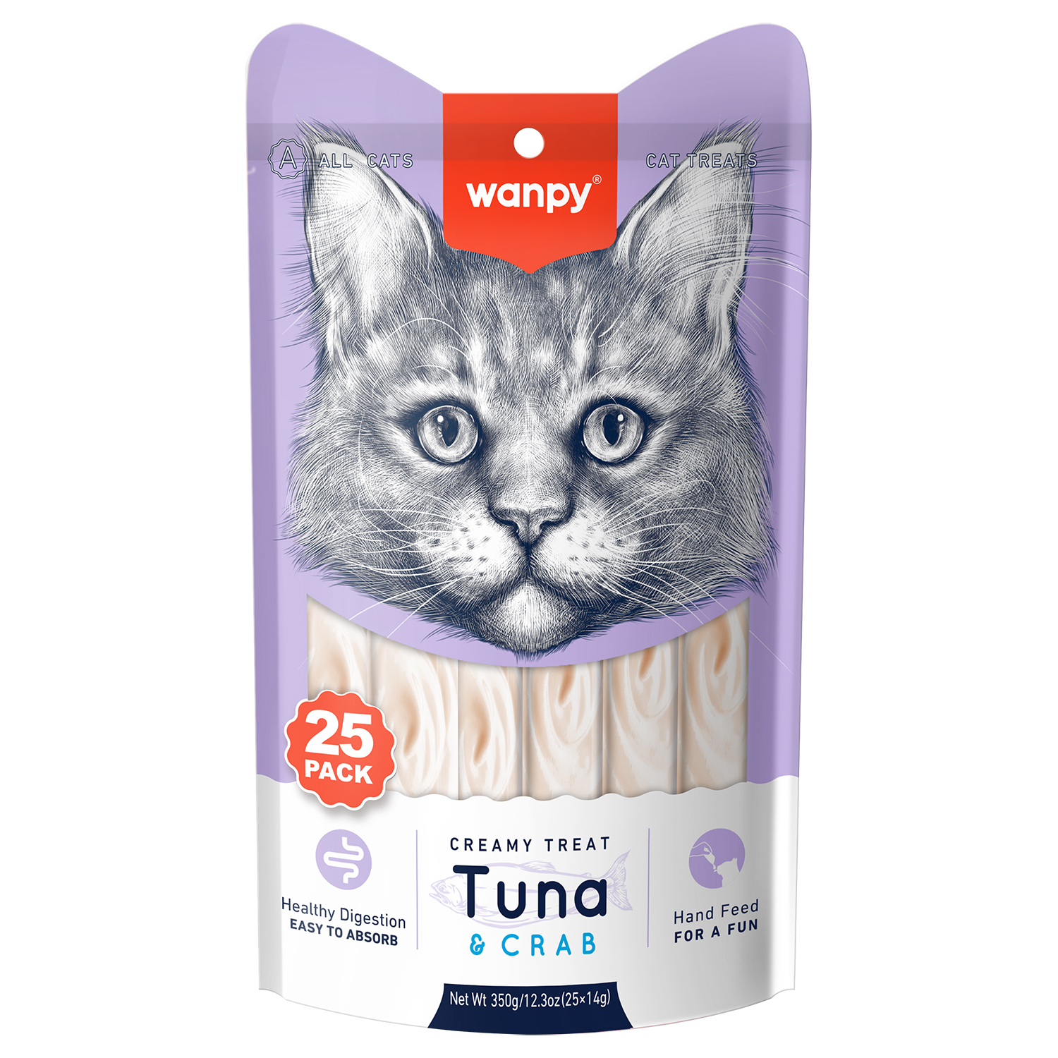 Изображение товара Wanpy Cat Лакомство для кошек «нежное пюре» из тунца и краба 25 шт х14 г