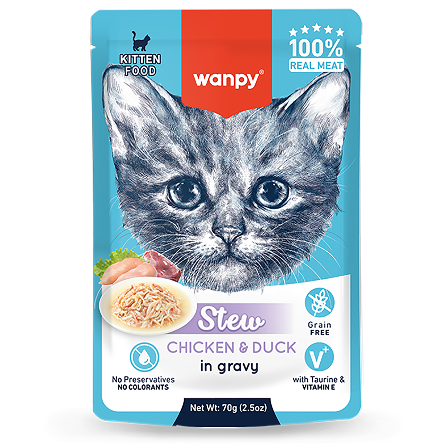 Изображение товара Wanpy Cat Пауч для котят нежное рагу из курицы и утки, 70 г